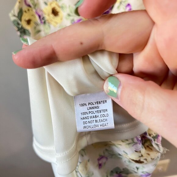 Fervour Yellow and Purple Floral Short Collared Dress- Size M - Picture 5 of 6